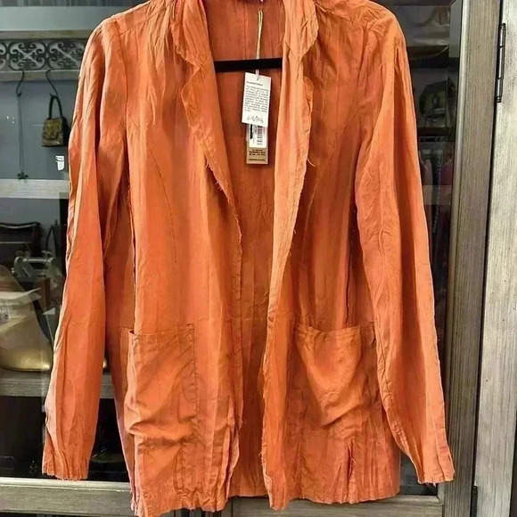 Go> By Go Silk Women's Orange Go> By Gosilk Go Crinkle Cut Silk Jacket Size S - Picture 2 of 8